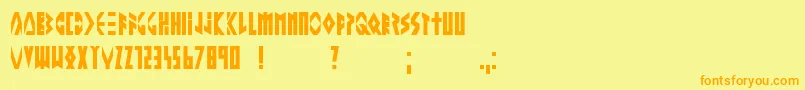 フォントAlteringthefuture – オレンジの文字が黄色の背景にあります。