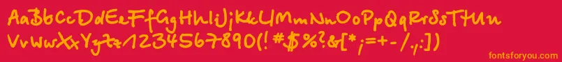 Betinascriptextractt Font – Orange Fonts on Red Background