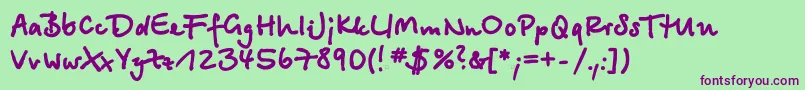 Betinascriptextractt Font – Purple Fonts on Green Background