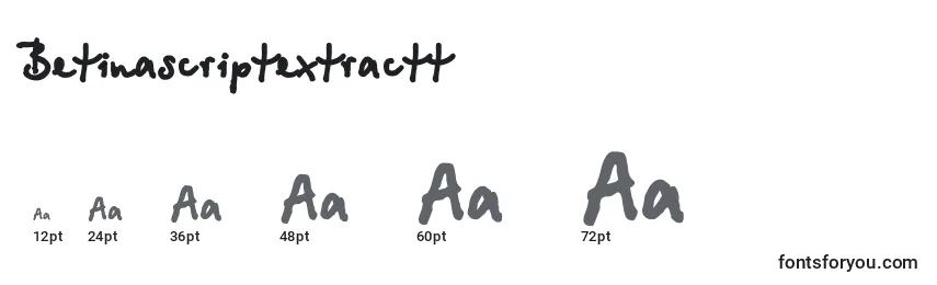 Размеры шрифта Betinascriptextractt