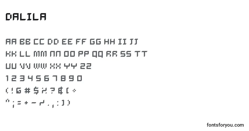 Schriftart Dalila – Alphabet, Zahlen, spezielle Symbole