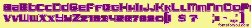 Leprosy3Dfilled-Schriftart – Violette Schriften auf gelbem Hintergrund