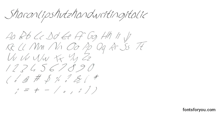 A fonte Sharonlipshutzhandwritingitalic – alfabeto, números, caracteres especiais