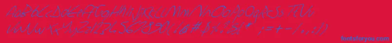 Police Sharonlipshutzhandwritingitalic – polices bleues sur fond rouge