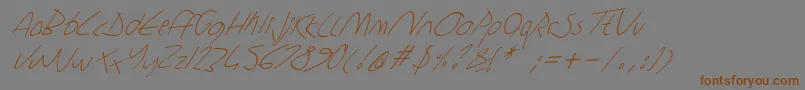 Шрифт Sharonlipshutzhandwritingitalic – коричневые шрифты на сером фоне