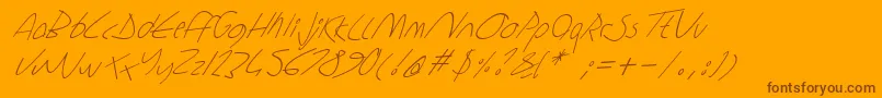 Sharonlipshutzhandwritingitalic-Schriftart – Braune Schriften auf orangefarbenem Hintergrund