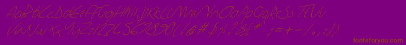 Fonte Sharonlipshutzhandwritingitalic – fontes marrons em um fundo roxo