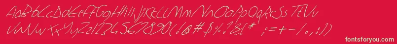 Fonte Sharonlipshutzhandwritingitalic – fontes verdes em um fundo vermelho