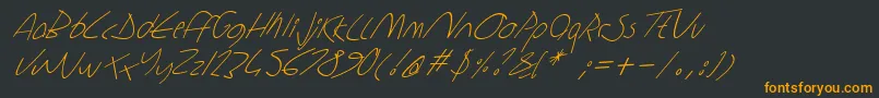 フォントSharonlipshutzhandwritingitalic – 黒い背景にオレンジの文字