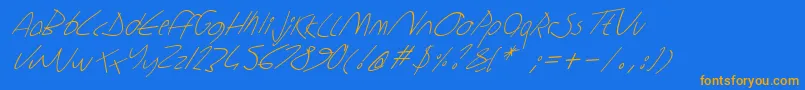 Fonte Sharonlipshutzhandwritingitalic – fontes laranjas em um fundo azul