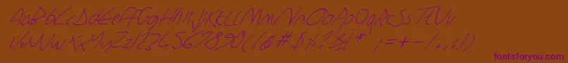 Шрифт Sharonlipshutzhandwritingitalic – фиолетовые шрифты на коричневом фоне