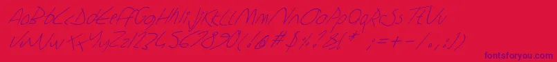 Fonte Sharonlipshutzhandwritingitalic – fontes roxas em um fundo vermelho