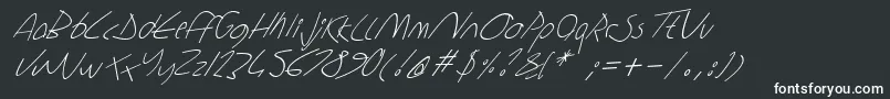 Fonte Sharonlipshutzhandwritingitalic – fontes brancas em um fundo preto