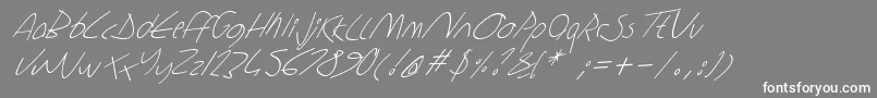 フォントSharonlipshutzhandwritingitalic – 灰色の背景に白い文字