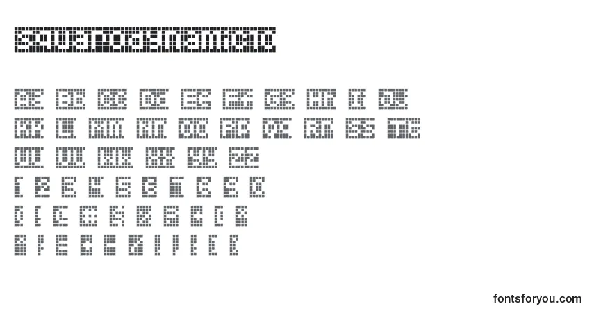 Шрифт Squarodynamic10 – алфавит, цифры, специальные символы