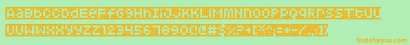 Squarodynamic10-Schriftart – Orangefarbene Schriften auf grünem Hintergrund
