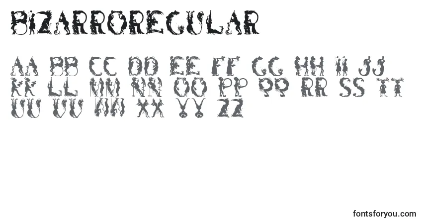 Schriftart BizarroRegular – Alphabet, Zahlen, spezielle Symbole