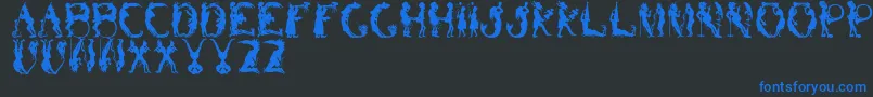 Saiba mais sobre a fonte BizarroRegular Fonte BizarroRegular – fontes azuis em um fundo preto