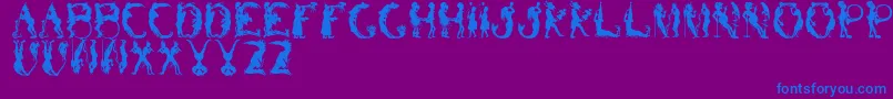 Czcionka BizarroRegular – niebieskie czcionki na fioletowym tle