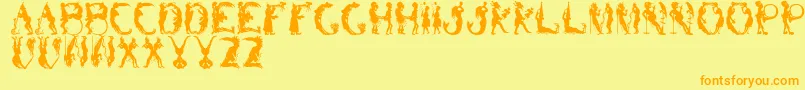 Czcionka BizarroRegular – pomarańczowe czcionki na żółtym tle