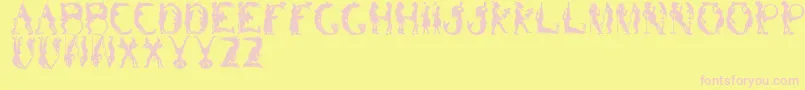 BizarroRegular-fontti – vaaleanpunaiset fontit keltaisella taustalla