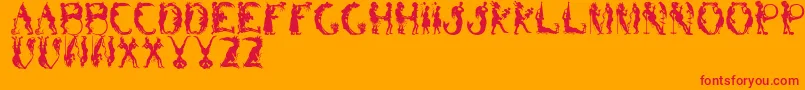 BizarroRegular-fontti – punaiset fontit oranssilla taustalla