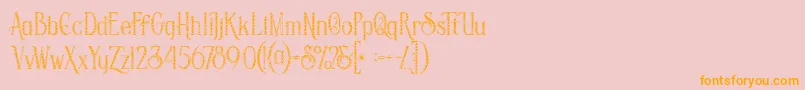 Savanainlinegridgrunge-Schriftart – Orangefarbene Schriften auf rosa Hintergrund