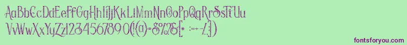 Czcionka Savanainlinegridgrunge – fioletowe czcionki na zielonym tle