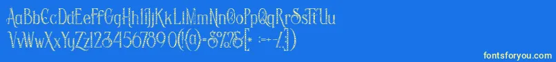 Шрифт Savanainlinegridgrunge – жёлтые шрифты на синем фоне
