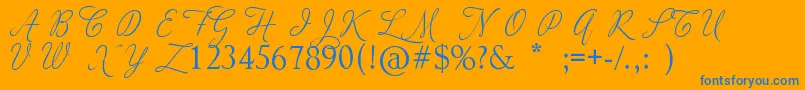 AdiosScriptCapsIi Font – Blue Fonts on Orange Background