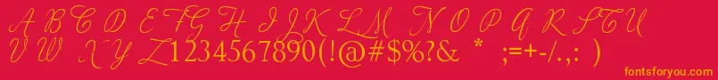 AdiosScriptCapsIi Font – Orange Fonts on Red Background