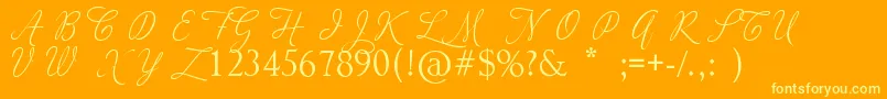 AdiosScriptCapsIi Font – Yellow Fonts on Orange Background