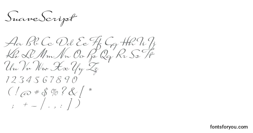 Schriftart SuaveScript – Alphabet, Zahlen, spezielle Symbole