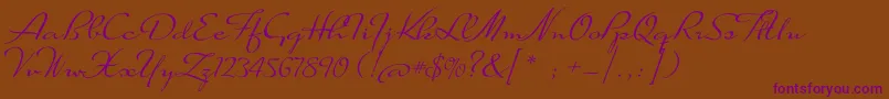 SuaveScript-Schriftart – Violette Schriften auf braunem Hintergrund