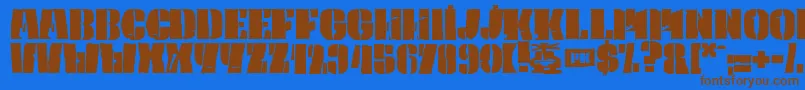 PkCaptain-Schriftart – Braune Schriften auf blauem Hintergrund