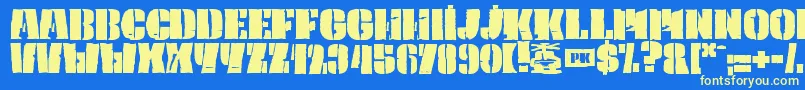 PkCaptain Font – Yellow Fonts on Blue Background