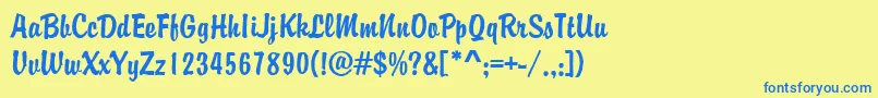 フォントMBrody – 青い文字が黄色の背景にあります。