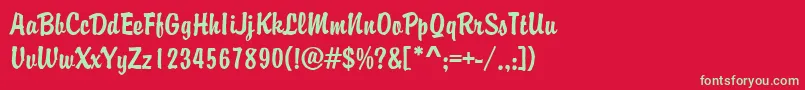 フォントMBrody – 赤い背景に緑の文字