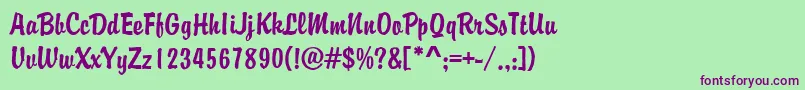 MBrody Font – Purple Fonts on Green Background