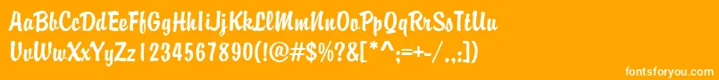 MBrody-Schriftart – Weiße Schriften auf orangefarbenem Hintergrund