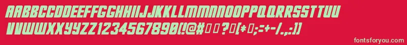 フォントHesDeadJim – 赤い背景に緑の文字
