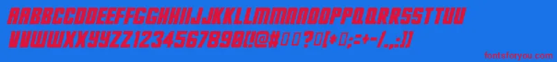 フォントHesDeadJim – 赤い文字の青い背景