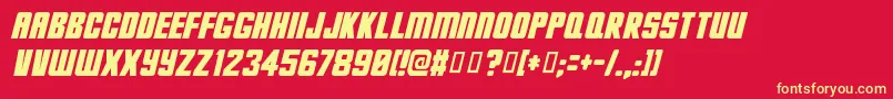 HesDeadJim Font – Yellow Fonts on Red Background