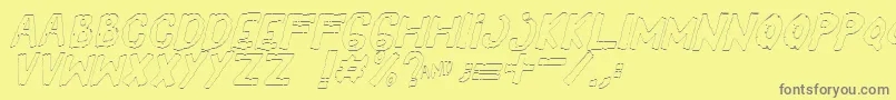 YesOutlineitalic-Schriftart – Graue Schriften auf gelbem Hintergrund