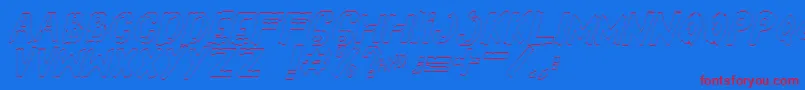 YesOutlineitalic-fontti – punaiset fontit sinisellä taustalla