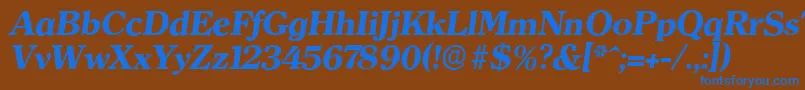Czcionka ClearfaceserialXboldItalic – niebieskie czcionki na brązowym tle