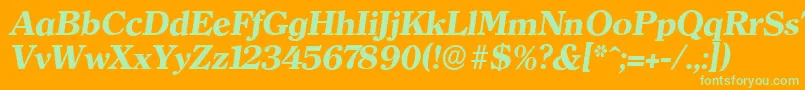 ClearfaceserialXboldItalic-Schriftart – Grüne Schriften auf orangefarbenem Hintergrund