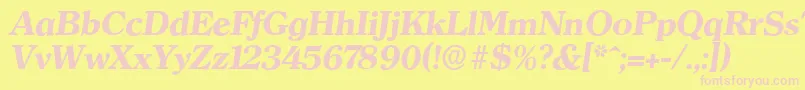 ClearfaceserialXboldItalic-Schriftart – Rosa Schriften auf gelbem Hintergrund