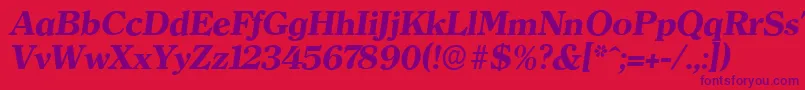 ClearfaceserialXboldItalic-Schriftart – Violette Schriften auf rotem Hintergrund