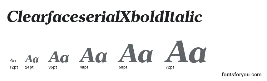 ClearfaceserialXboldItalic Font Sizes